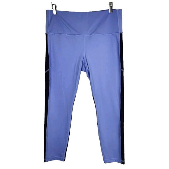 Athleta‎ Cross Train 7/8 Paddle Leggings Womens L Blue Colorblock Athletic - Picture 1 of 9